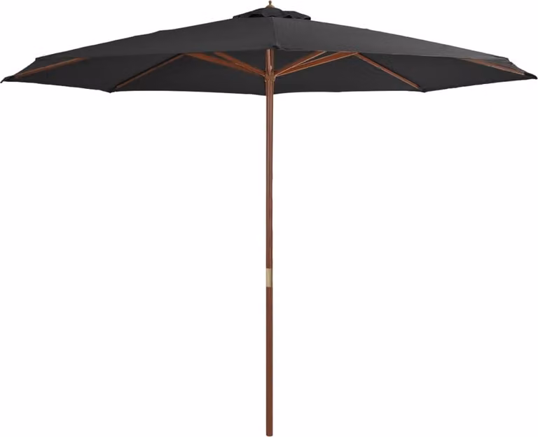 The Living Store Ombrellone con palo in legno 350 cm antracite