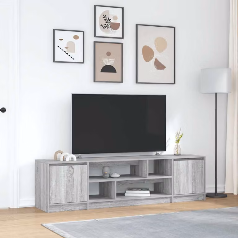 vidaXL Mobile Porta TV Moderno in Legno Multistrato Grigio, L 188,5 cm x P 41 cm x H 50 cm