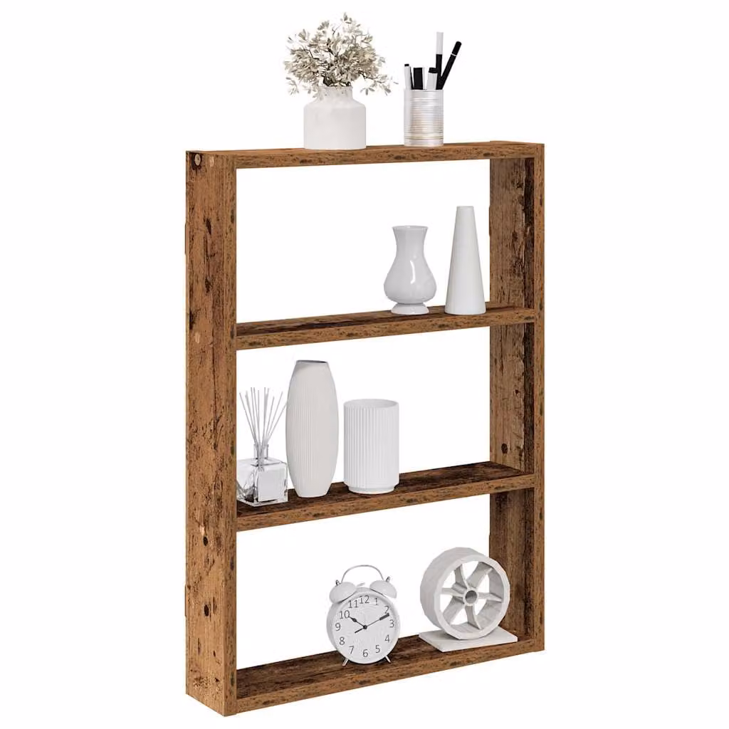 Scaffale a parete vidaXL in MDF color marrone effetto legno rustico L: 43 cm, P: 9 cm, H: 60 cm