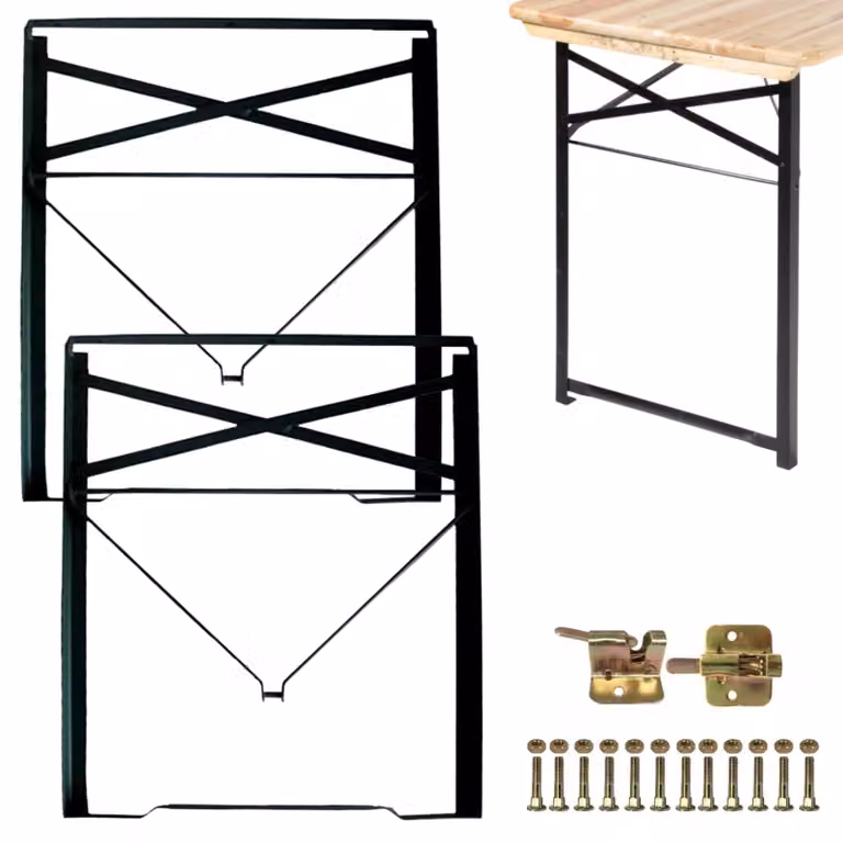 Gambe pieghevoli in metallo, nere, 73x53 cm, complete di kit di montaggio, adatte per giardino e campeggio