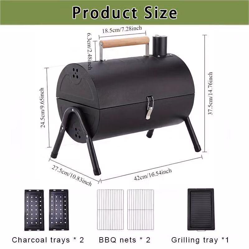 Griglia da barbecue portatile per esterni - Griglia per carbone da campeggio - Griglia da viaggio portatile per campeggio, giardino e picnic