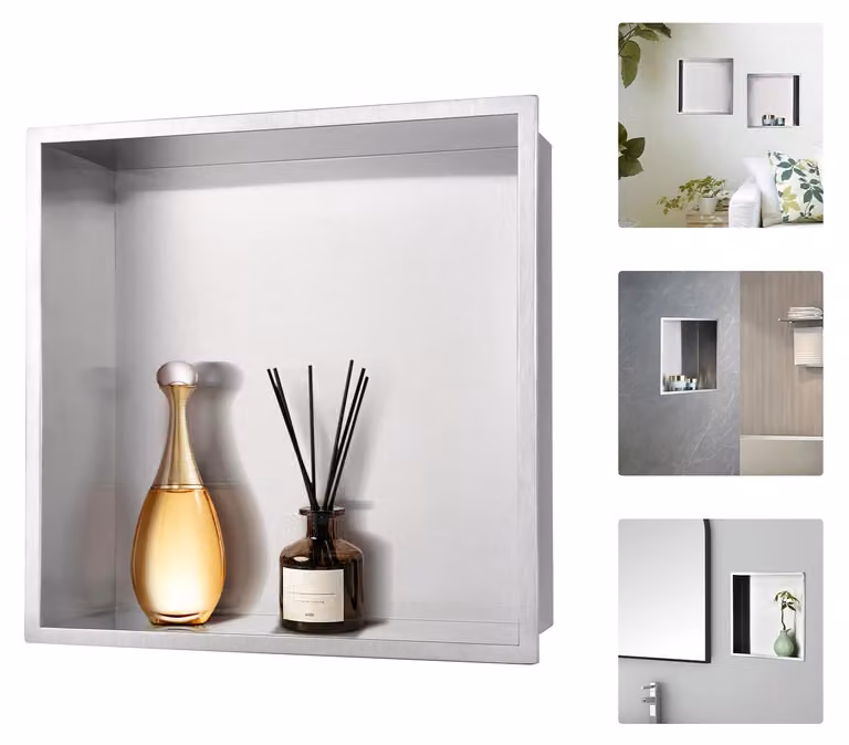 Lavabo da appoggio in acciaio inossidabile spazzolato, finitura nickel, dimensioni 30,5x30,5x10,2 cm