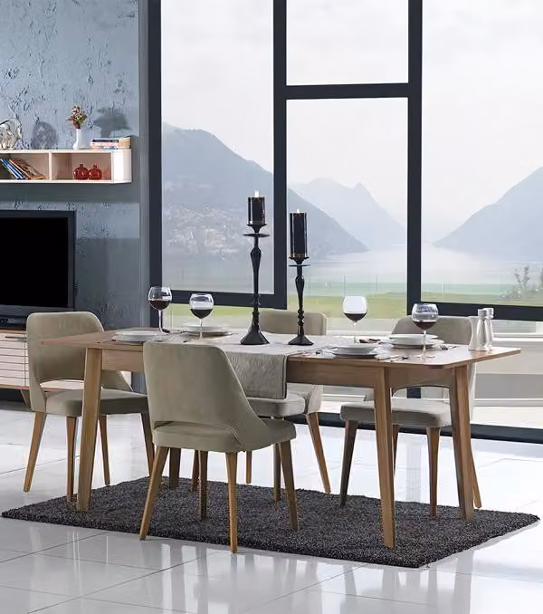 Essgarnitur Esszimmer Esstisch Essgruppe Polsterstühle Tisch + 4 x Lehnstuhl Set