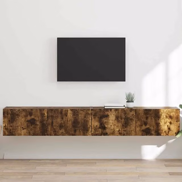 Set di 2 mobili TV da parete moderni vidaXL in rovere marrone L: 60 cm, P: 31 cm, H: 29.5 cm – 1