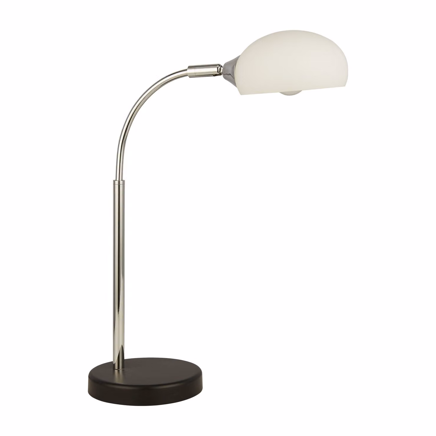 Lampada Da Scrivania Contemporanea Astro Acciaio Cromo Vetro Bianco 1 Luce E14