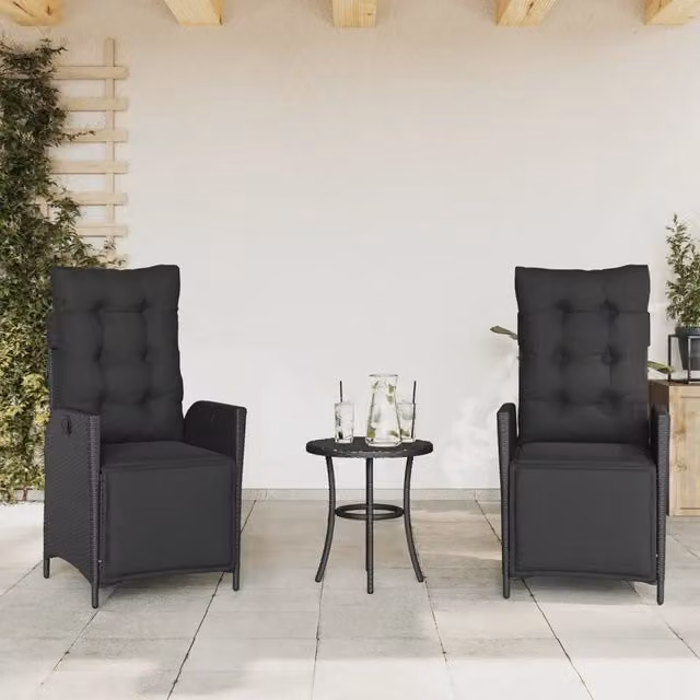 Sedie da Giardino Reclinabili 2 pz con Poggiapiedi Polyrattan 365289