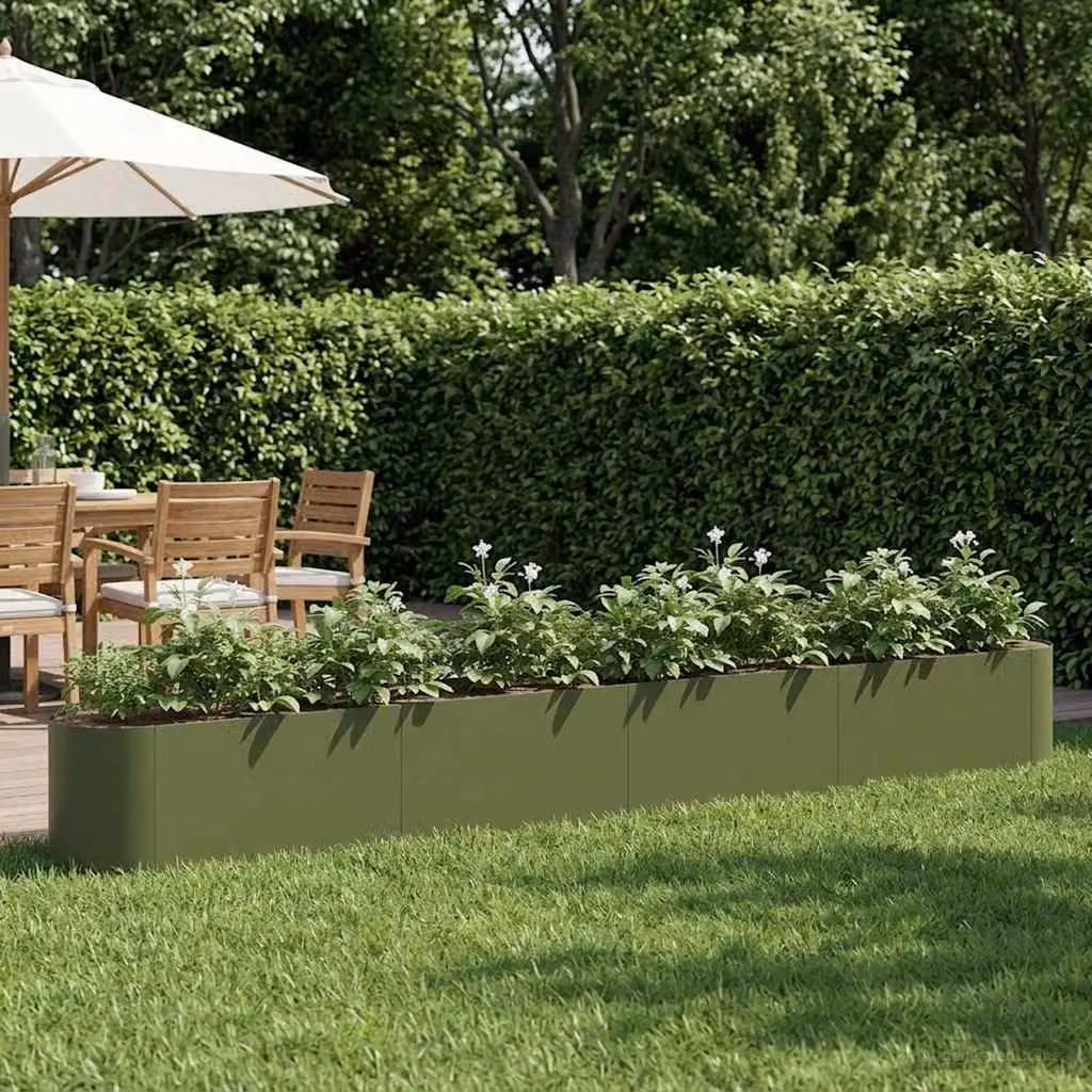 Letto rialzato da giardino vidaXL in metallo Verde Oliva L: 360 cm, P: 40 cm, H: 40 cm