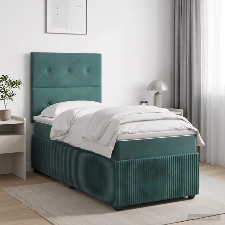 Maison Exclusive - Letto boxspring con materasso verde scuro 100 x 200 cm in velluto