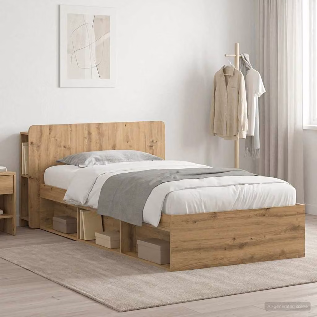 vidaXL Telaio del letto con cassetti in legno Rovere Marrone L/P/H: 190 x 90 x 211,5 cm