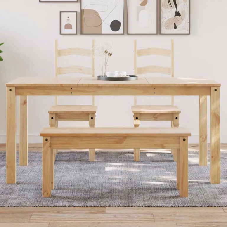 vidaXL Tavolo da Pranzo Panama in Legno Massello di Pino, Marrone, L: 160 cm, P: 80 cm, H: 75 cm