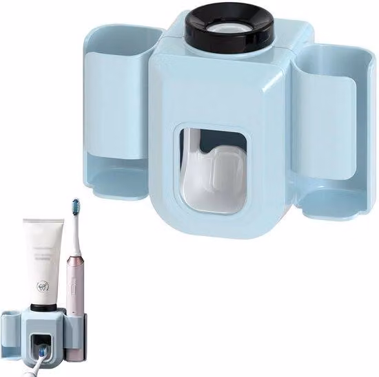 Supporto elettrico per spazzolino da denti con testina automatica e contenitore per dentifricio, da appendere alla parete