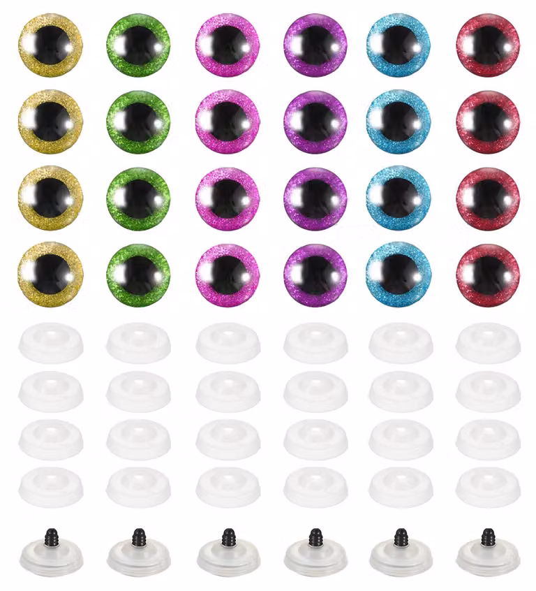 Occhi di sicurezza riflettenti da 18 mm, confezione da 36 pezzi, 6 colori, ideali per lavori di bricolage