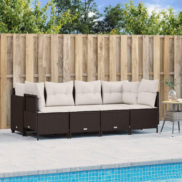 Maison Exclusive - Set Divano da Giardino 5 pz con Cuscini Marrone in Polyrattan