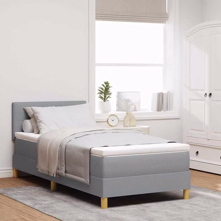 Maison Exclusive - Letto a Sorgente LED con led Grigio chiaro 90 x 190 cm Tessuto
