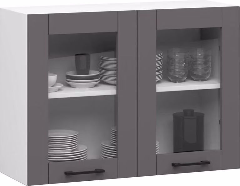 Vetrina a parete 80 cm VERMINA - bianco / grigio
