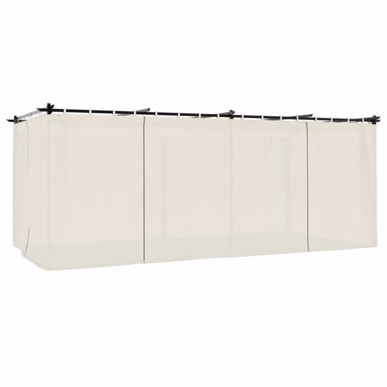 Gazebo con Tende Crema 6x3 m in Acciaio