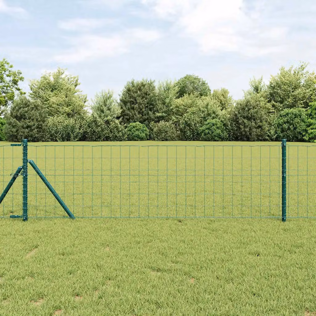 Recinzione in rete verde rivestita in PVC vidaXL per fissaggio a terra, L: 10 m, H: 0,8 m