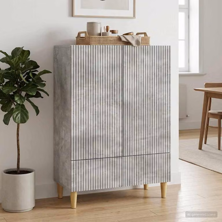 Credenza moderna vidaXL in legno ingegnerizzato grigio, L 66 cm x P 34,5 cm x H 95 cm