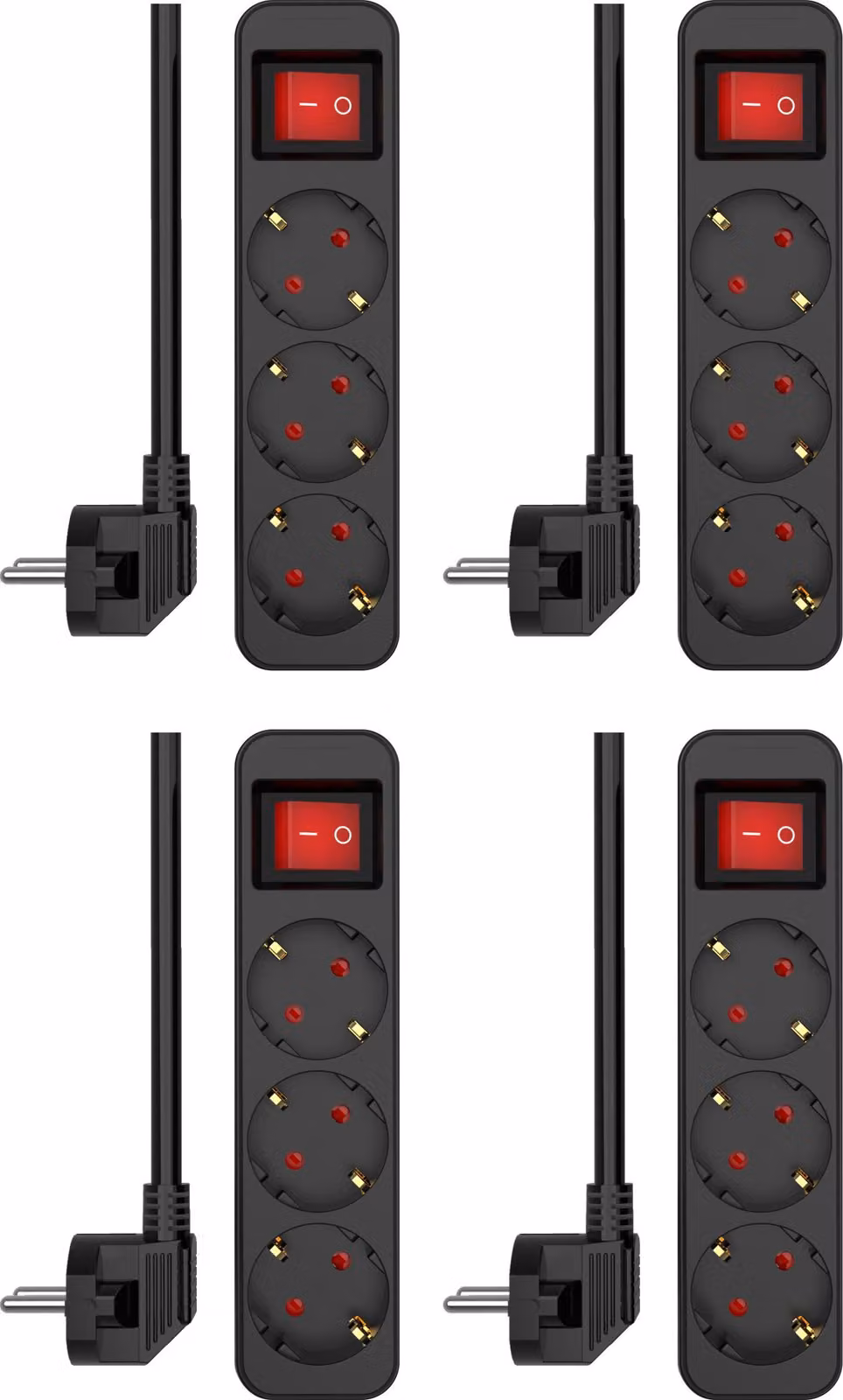 confezione da 4 ELRO ES103S-B Presa di corrente a 3 vie con interruttore e cavo da 1,5 m | Alta sicurezza | Protezione bambini | Spina Schuko | Ignifuga | get