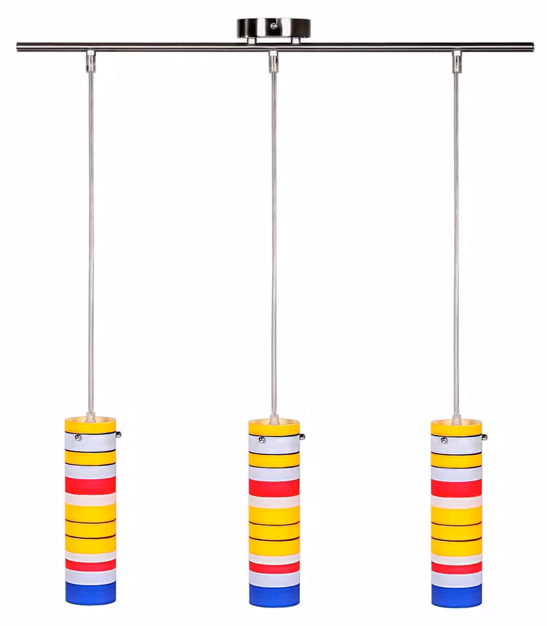Luce a sospensione sopra il tavolo da pranzo FRESCO - 3xG9, 40W, argento / multicolore