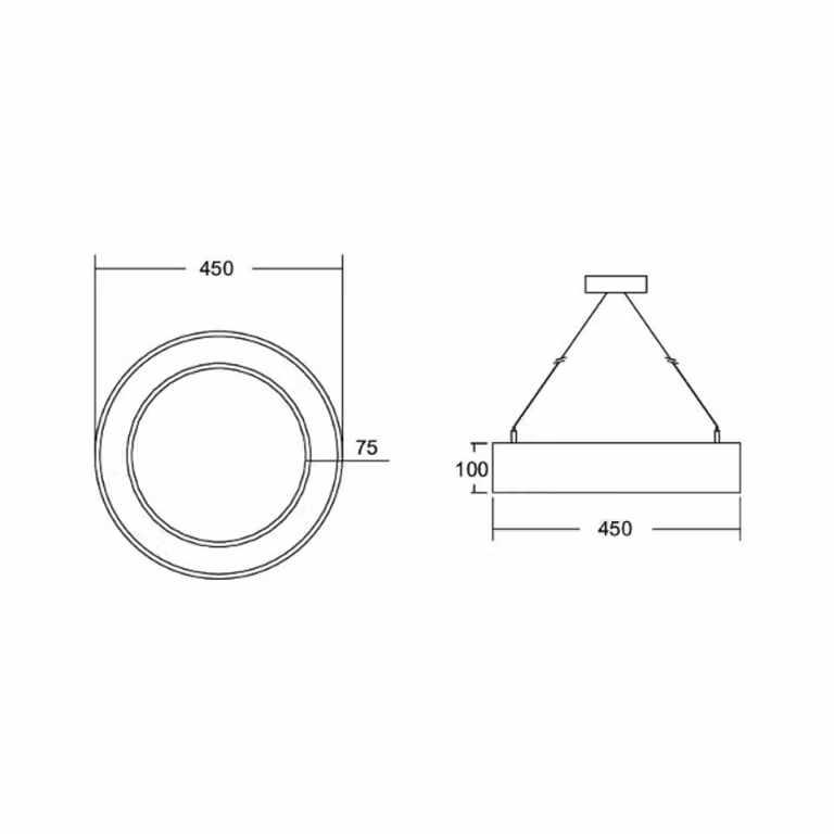 BRUMBERG Anello circolare10 Ø45cm su/giù DALI nero 3000K Biro Circle Ring, dimmerabile, Nero, Studio / Ufficio, Alluminio, Moderno