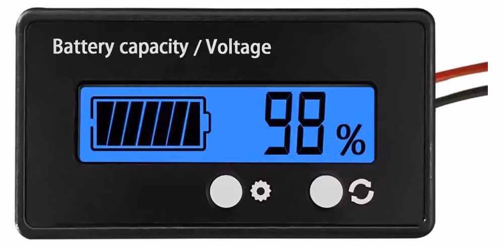 Capacità della batteria, voltmetro con allarme, DC 12 V, 24 V, 36 V, 48 V