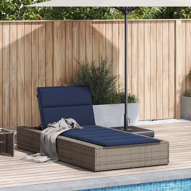 Lettino Prendisole con Cuscino Galleggiante Grigio Polyrattan 4104209