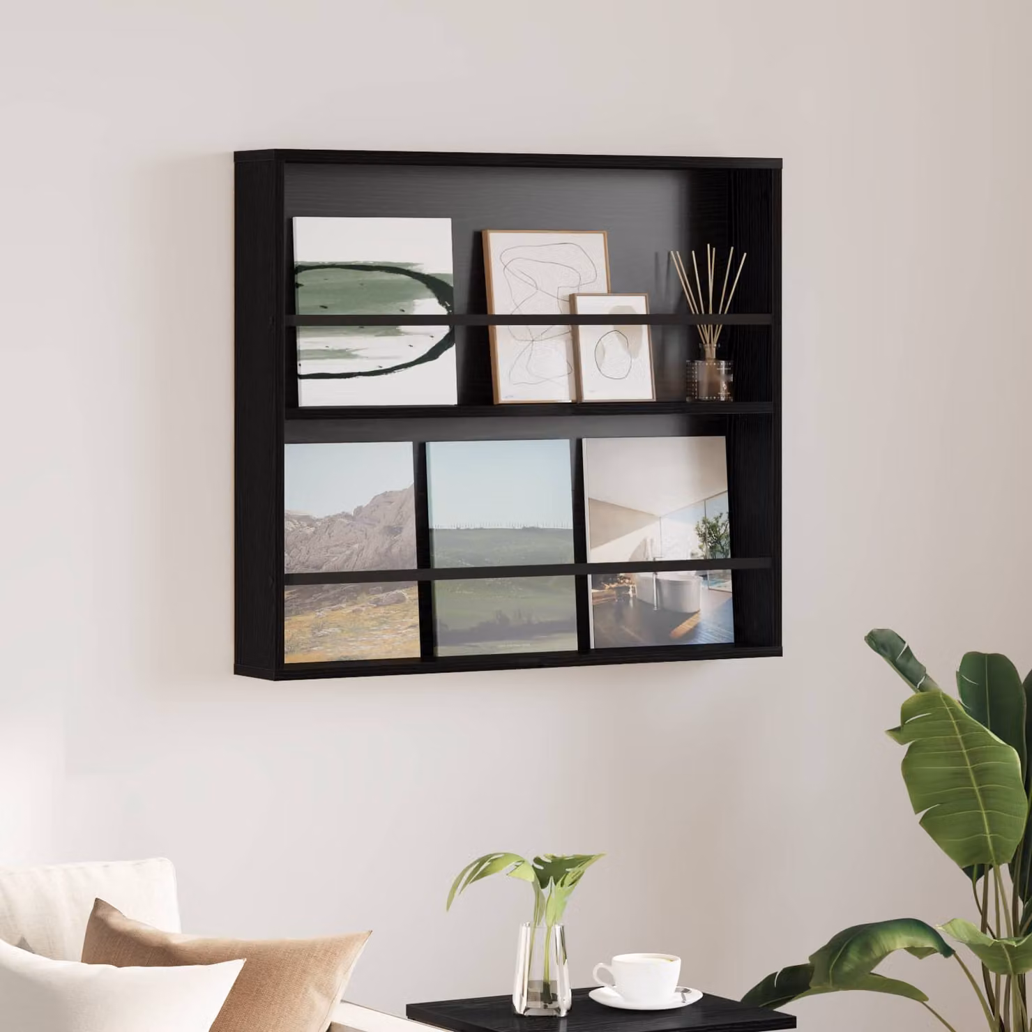 Scaffale per riviste vidaXL moderno in MDF nero con ripiani regolabili L: 80 cm, P: 12 cm, H: 70 cm