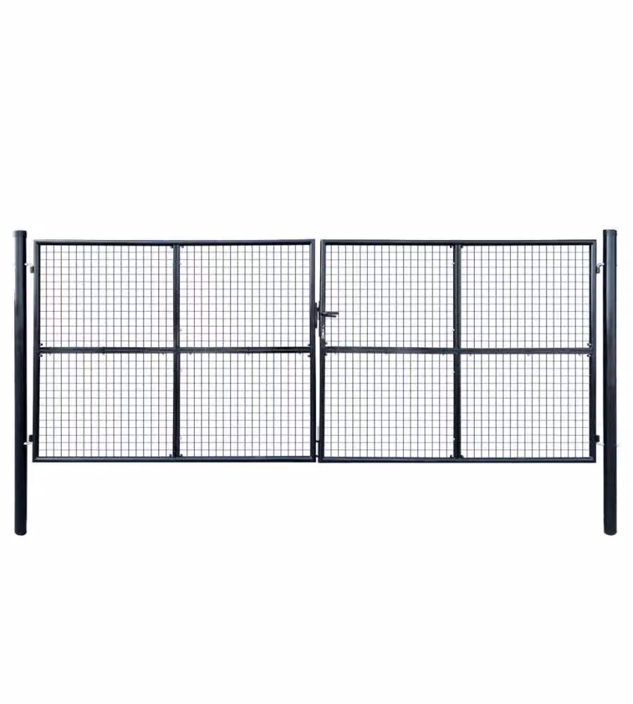 Cancello per Giardino in Acciaio Zincato 400x150 cm Grigio  143377