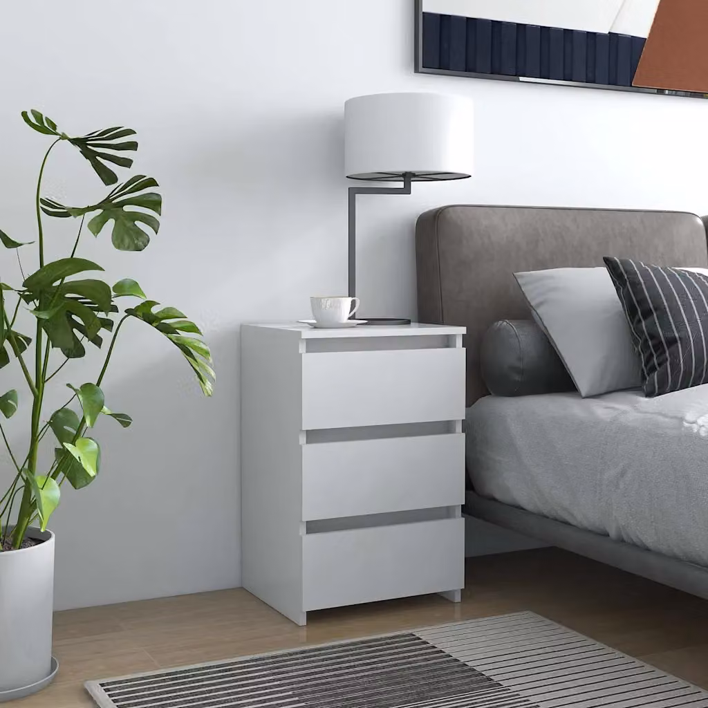 Comodino sospeso vidaXL Bianco in Legno e MDF L: 40 cm, P: 35 cm, H: 62,5 cm