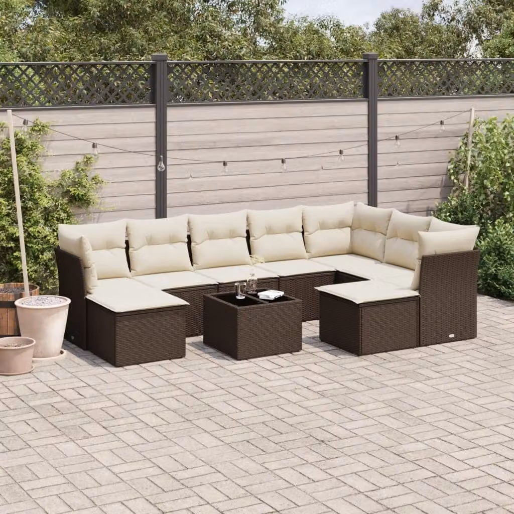 Maison Exclusive - Set Divani da Giardino 10pz con Cuscini in Polyrattan Marrone