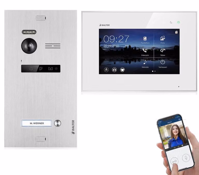 Kit videocitofono con schermo touchscreen da 7 pollici - Ampio angolo di visione di 150° - Connessione Wi-Fi tramite app - Realizzato in alluminio - Ideale per case bifamiliari