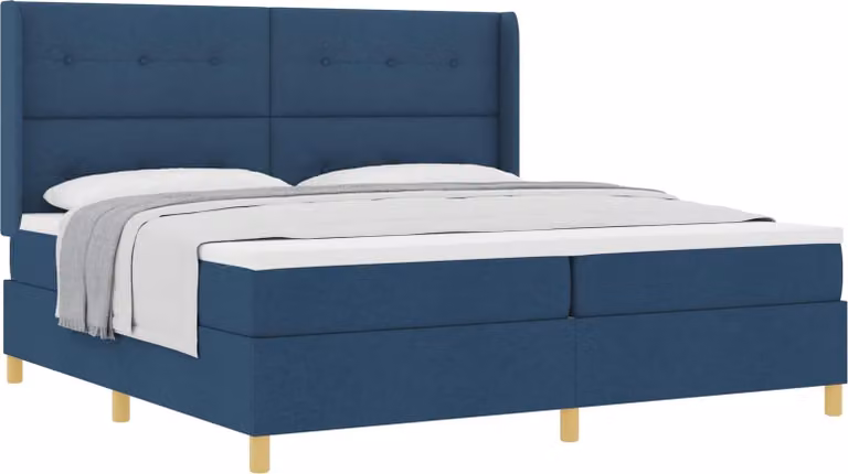 Letto a molle con materasso Blu 200 x 200 cm Tessuto