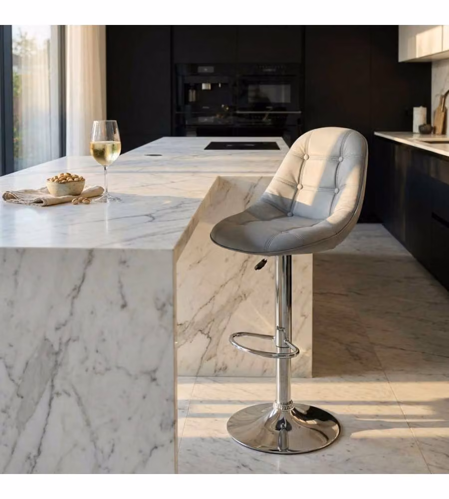 Cosma Sgabello Flynn Grigio Metallo/Ecopelle 59x55x95/116 cm Moderno