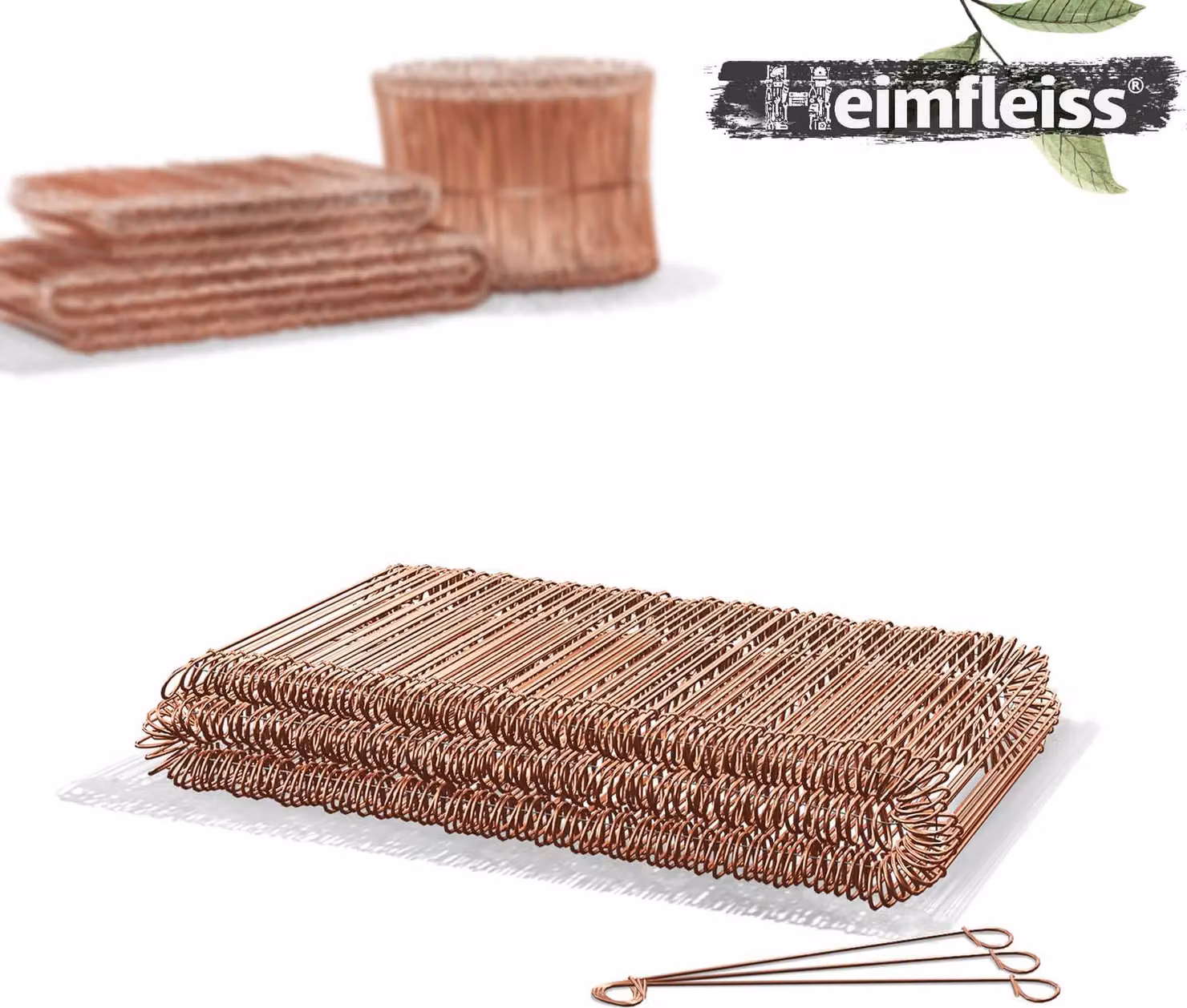 Heimfleiss® Filo per occhielli Filo per legare il calcestruzzo 1,0 x 120 mm (250 pz.) - Filo rosso ramato - Filo per perforazione per macchina perforatrice