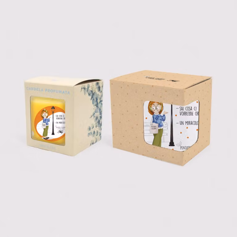 Set 1 tazza in ceramica e bicchiere con candela fragranza cupcake