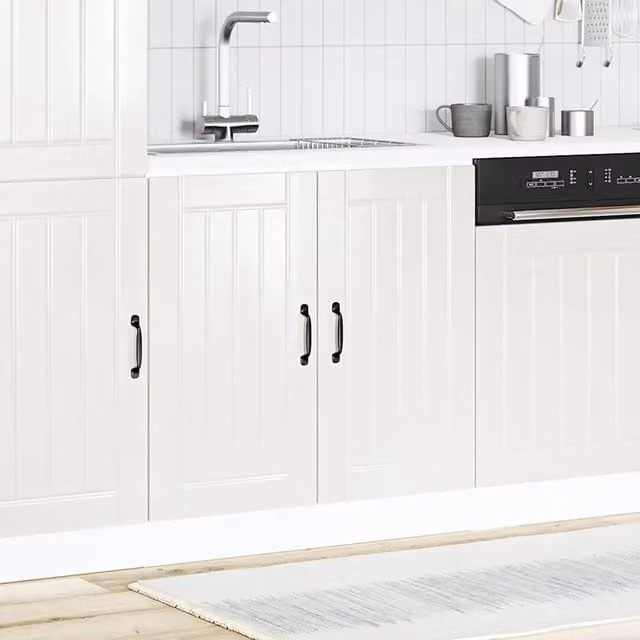 Mobile base lavello da cucina vidaXL bianco lucido in legno con ante a battente L/P/H: 81,5 x 46 x 80 cm