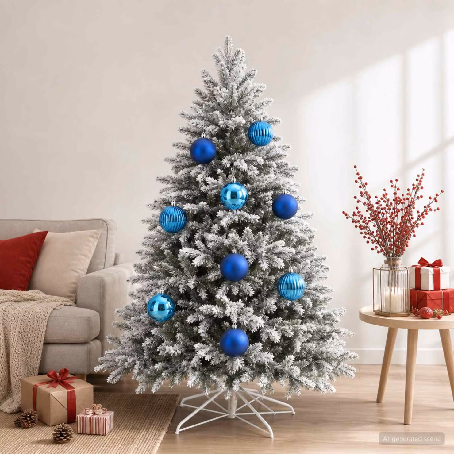vidaXL Set di palline di Natale XXL 4 pz Blu Ø 20 cm Plastica