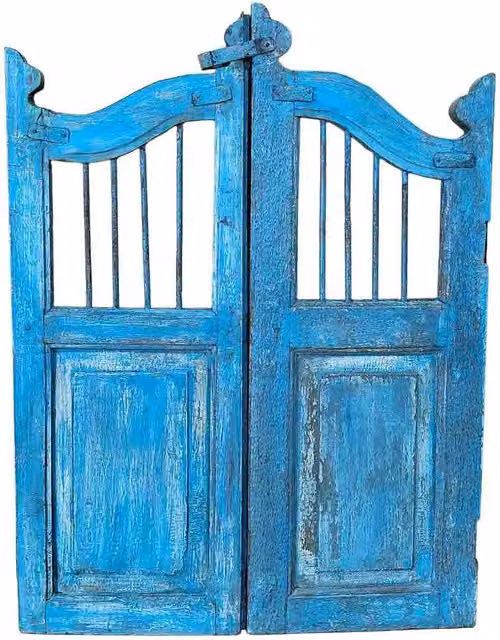 Porta artigianale in legno stile rustico Wanderlust Deco colore blu L: 80 cm, P: 3 cm, H: 103 cm