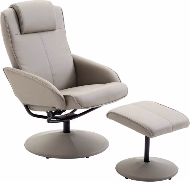 Poltrona Relax Reclinabile Benzoni con Poggiapiedi in Similpelle Grigio – 1