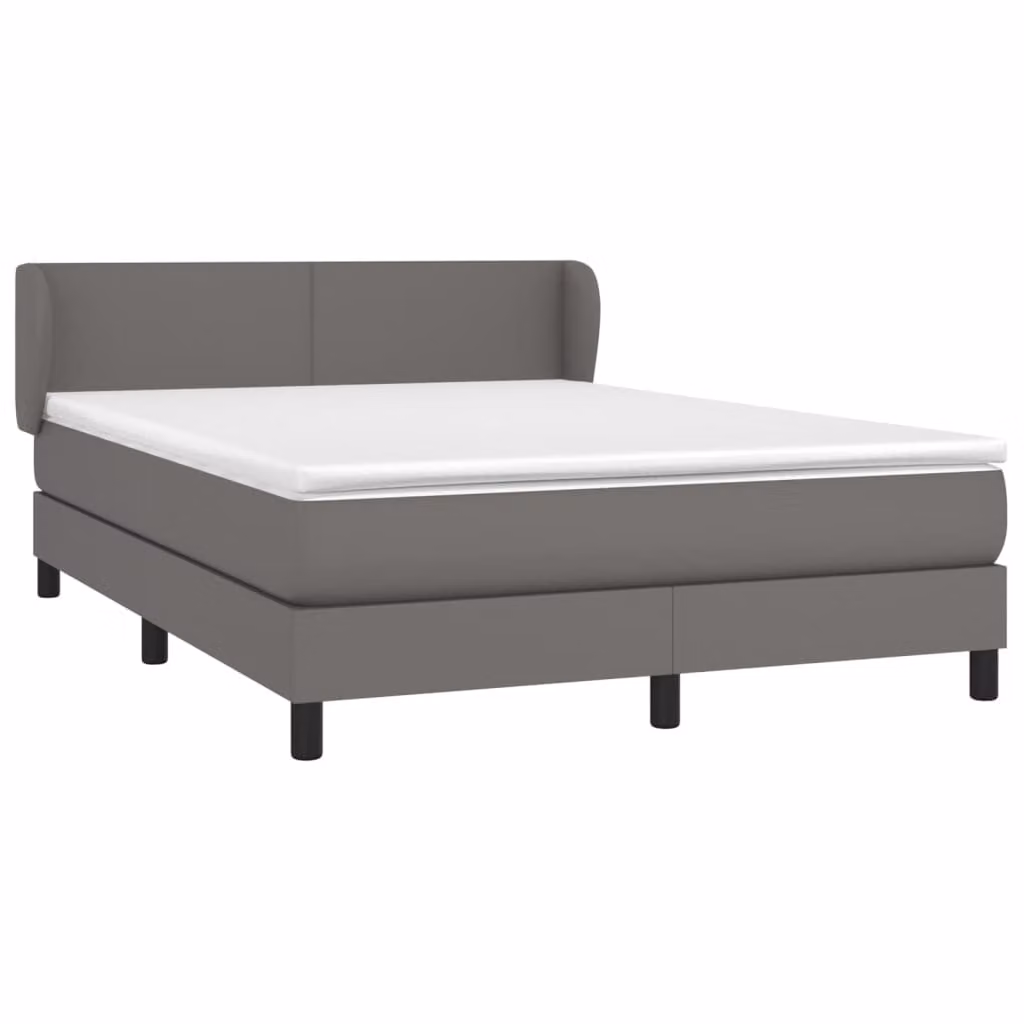 Giroletto a Molle con Materasso Grigio 140x200 cm in Pelle finta