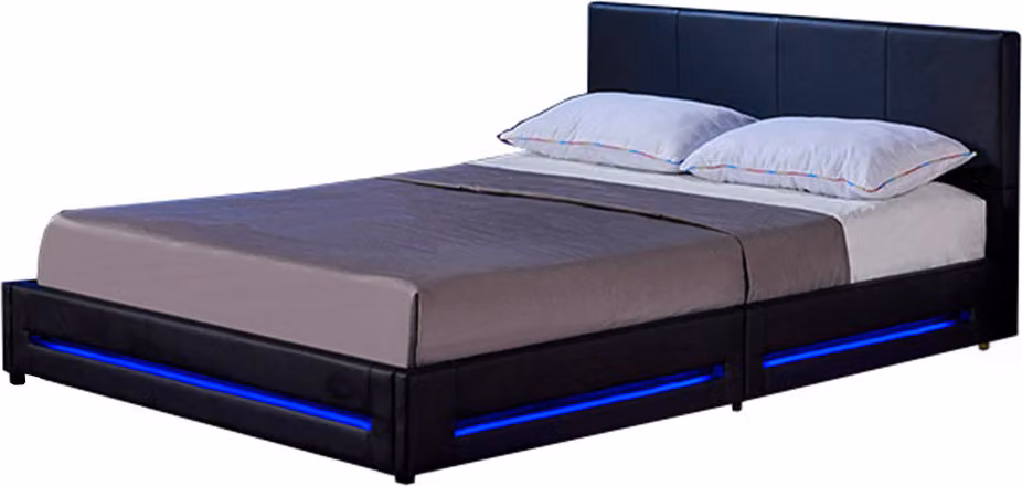 Home Deluxe - Letto LED Asteroid - Nero, 180 x 200 cm - incl. rete a doghe I Letto imbottito Letto di design incl. illuminazione