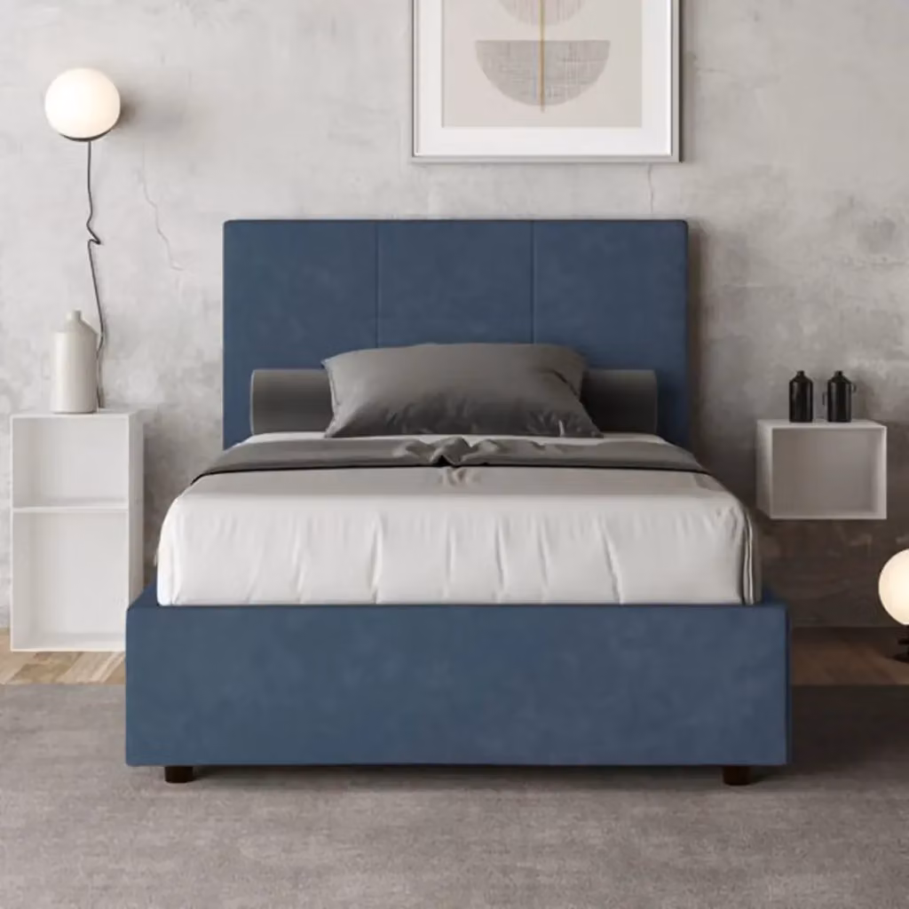 Letto contenitore una piazza e mezza Mika Ityhome imbottito in microfibra blu L: 122 cm, P: 210 cm, H: 135 cm – 2