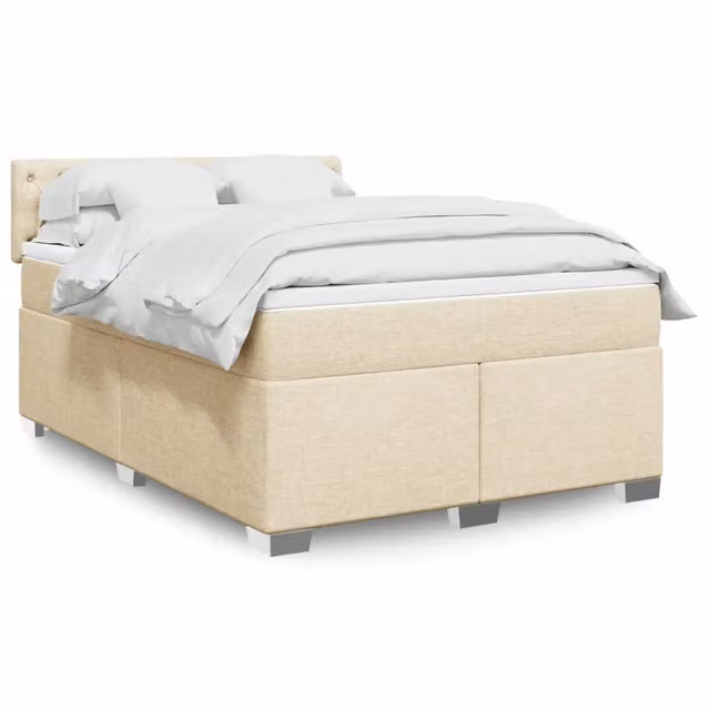 Giroletto a Molle con Materasso Crema 160x200 cm in Tessuto 3288251