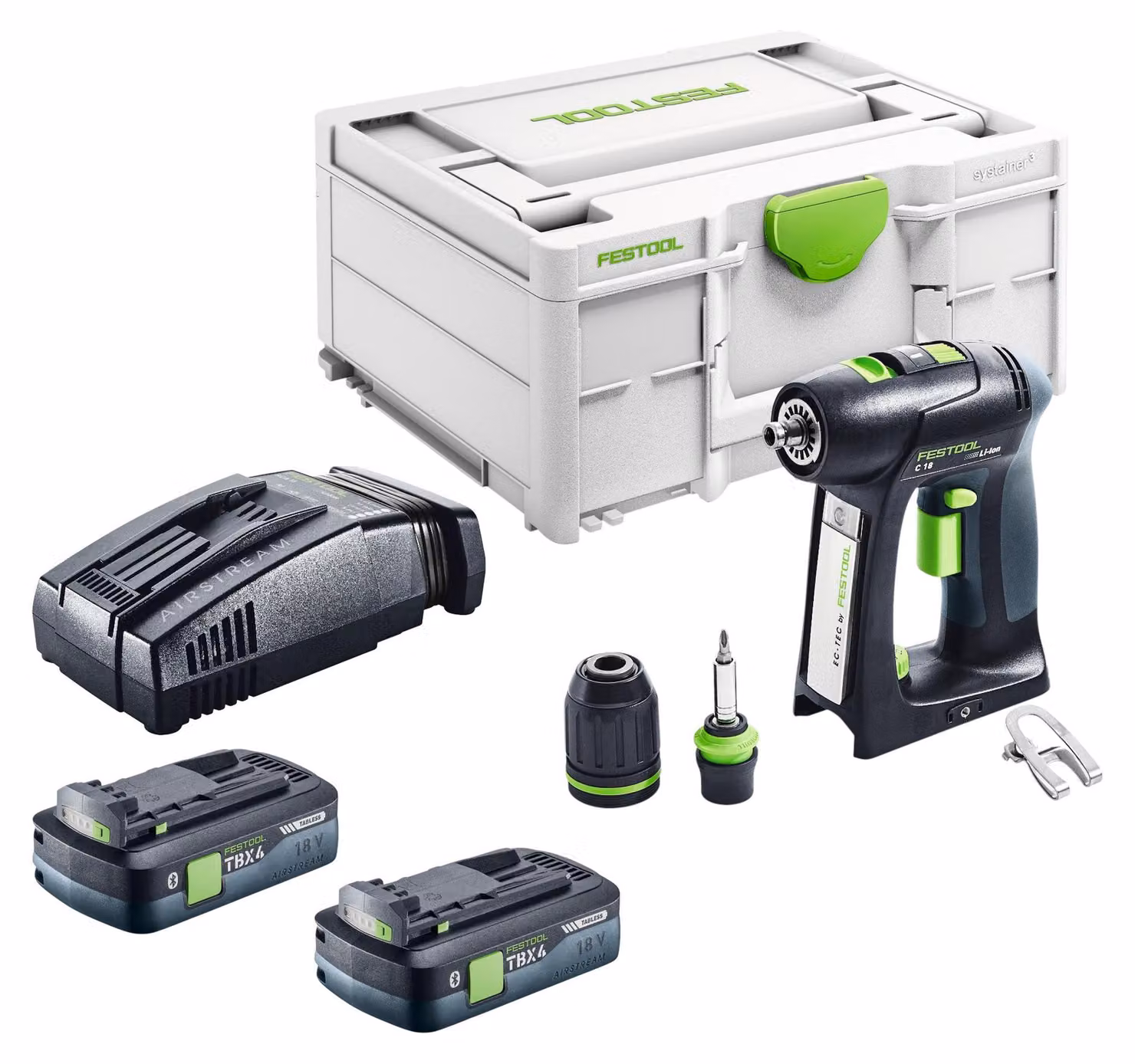 Trapano avvitatore a batteria Festool C 18-Basic 18 V 45 Nm Brushless + 2 batterie da 4,0 Ah + caricabatterie rapido + Systainer