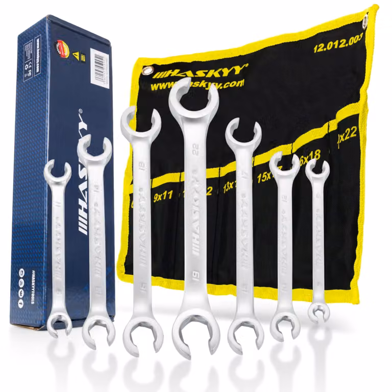 Set di chiavi a bussola a doppia testa a 7 pezzi per tubi freno, da 6 a 22 mm