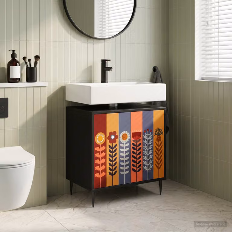 Mobile da bagno moderno vidaXL ESSEN Rovere Nero e multicolore L: 60 cm, P: 40 cm, H: 61 cm