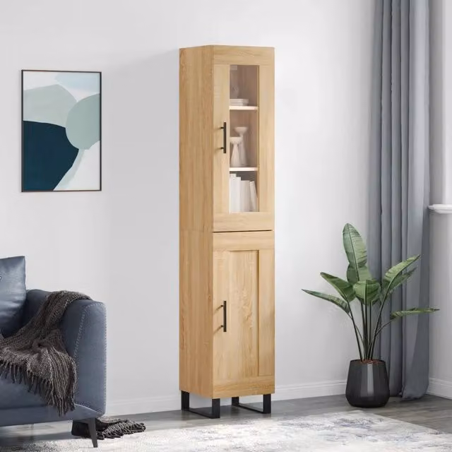 Credenza moderna vidaXL in legno e metallo colore marrone L: 34,5 cm, P: 34 cm, H: 180 cm