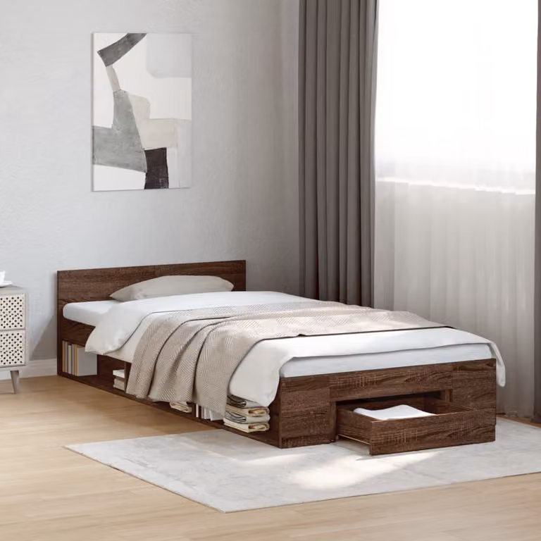 vidaXL Giroletto con Cassetto in Rovere Marrone, Legno Multistrato e MDF, L/P/H: 193 x 78 x 45 cm