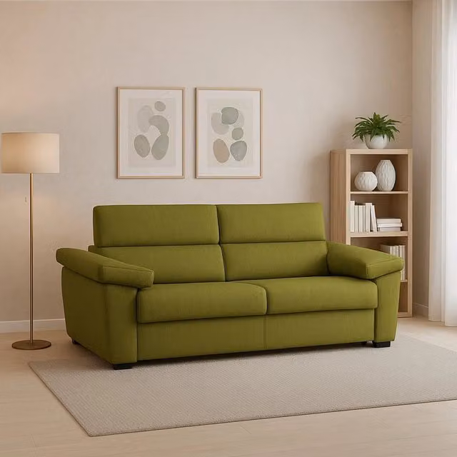 Divano Fisso 2 Posti Gorreto Made in Italy con Rivestimento Sfoderabile Verde L: 205 cm, P: 95 cm, H: 100 cm – 1